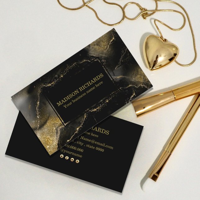 Elegant Luxury Marble Gold Black Business Card (Creator Uploaded)