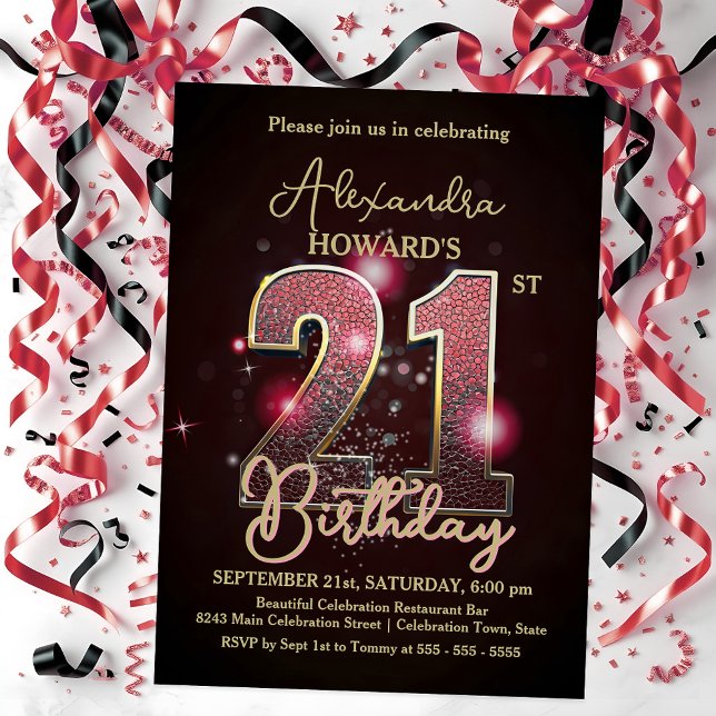 Elegant Luxury Midnight Glow 21st Birthday Invitation (Creator Uploaded)