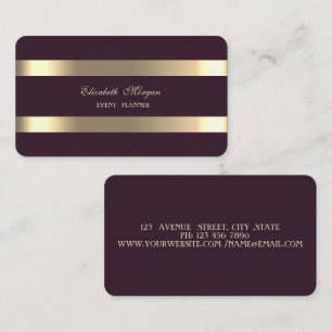 Elegant Luxury Modern,Gold Striped Burgundy Business Card