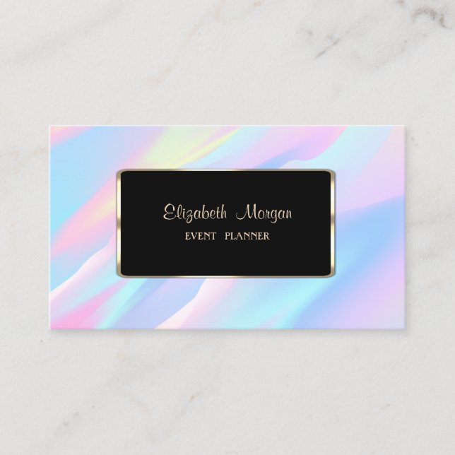 Elegant Luxury Modern Holographic Abstract Business Card (Front)