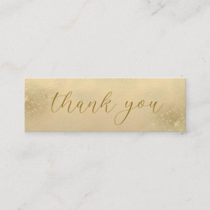 Elegant Luxury Modern Shimmery Golden Thank You Mini Business Card