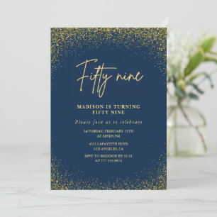 Elegant Luxury Navy Gold Glitter 59th birthday Invitation