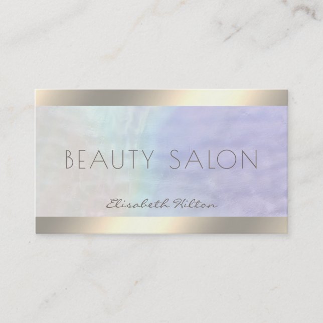 Elegant luxury pearl holographic luminous business card (Front)