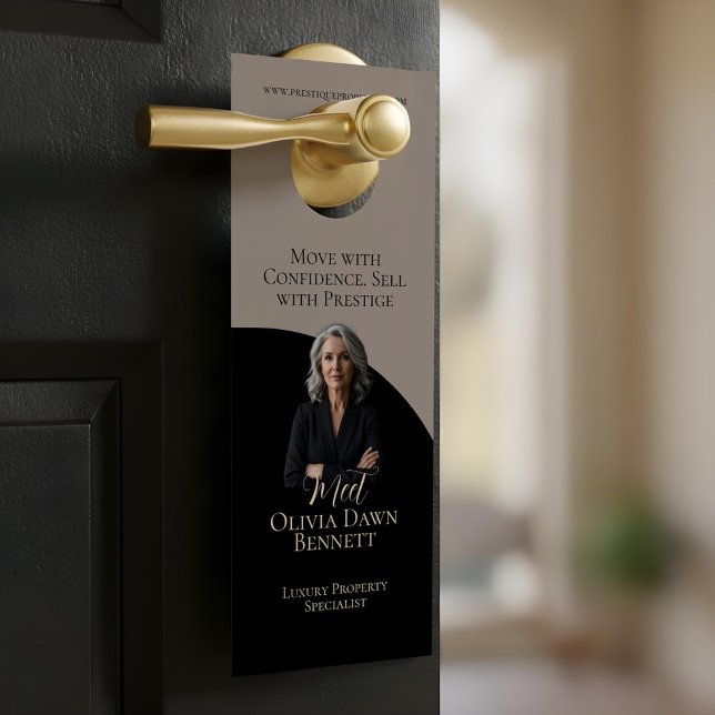Elegant & Luxury Real Estate Black & Gold Photo Door Hanger (Elegant & Luxury Real Estate Black & Gold Photo Door Hanger)