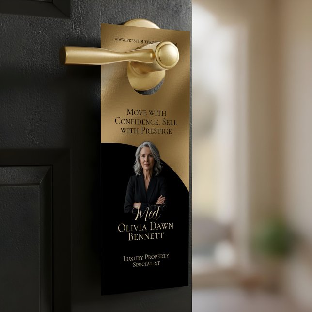 Elegant & Luxury Real Estate Black & Gold Photo Door Hanger (Elegant & Luxury Real Estate Black & Gold Photo Door Hanger)