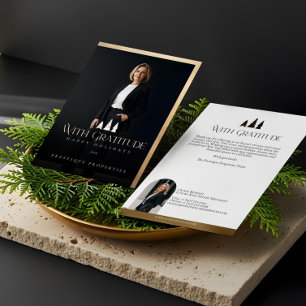 Elegant Luxury Real Estate Modern Gold Black Happy Holiday Card