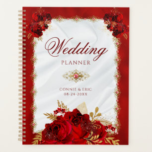 Elegant Luxury Red Gold Floral Wedding Planner