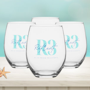 Elegant Luxury Retreat Corporate Logo Stemless Wine Glass