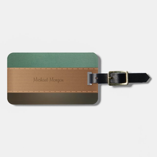 Elegant Luxury ,Retro ,Striped,Leathe Look Luggage Tag (Front Horizontal)
