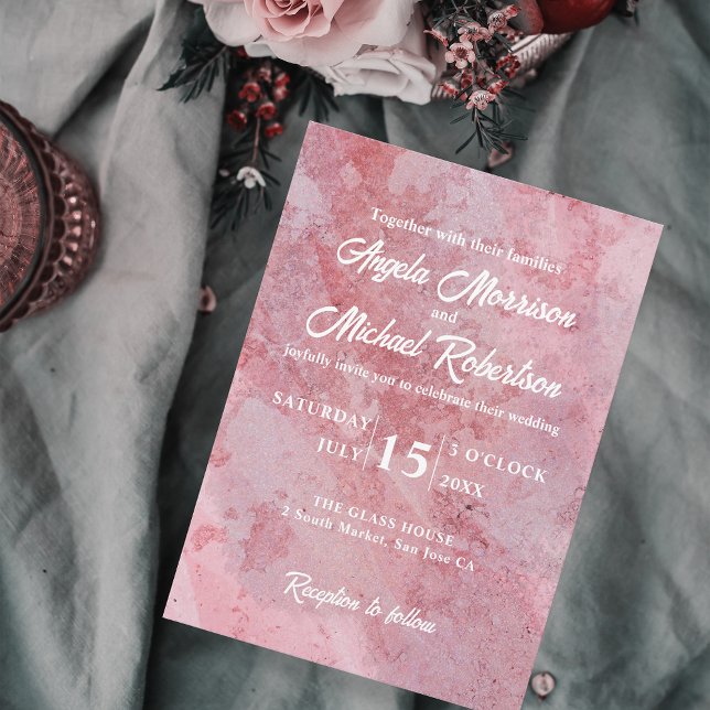 Elegant Luxury Romantic Pink Marble Wedding Invitation (Creator Uploaded)
