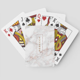 Elegant Luxury Rose-gold Faux Marble Playing Cards