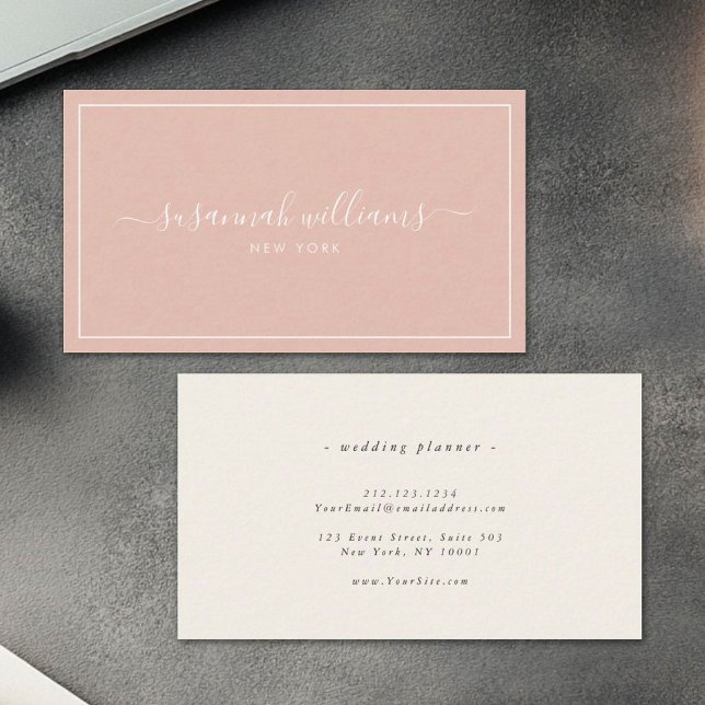 Elegant Luxury Script Calligraphy Ivory Pink Business Card (Creator Uploaded)