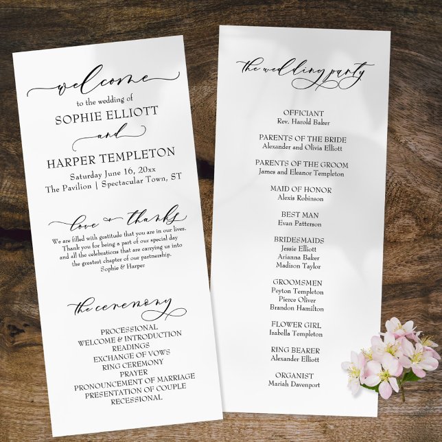 Elegant Luxury Script Font Simple Wedding Program (Creator Uploaded)
