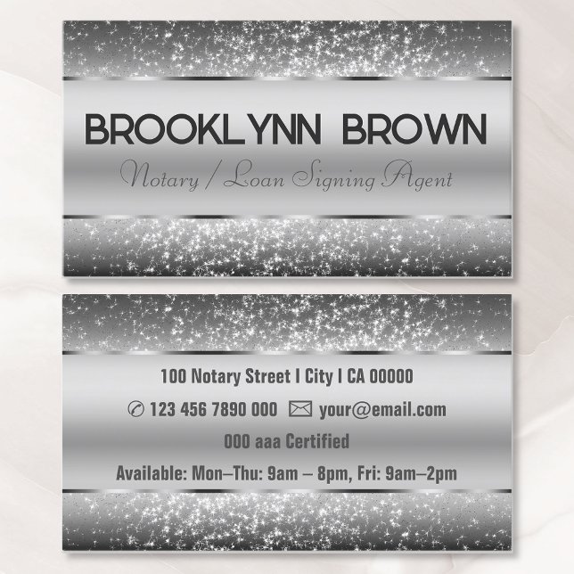 Elegant Luxury Shimmery Silver Glitter Stars Luxe Business Card (Creator Uploaded)