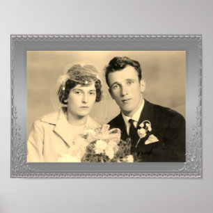 Elegant luxury silver border frame custom photo poster
