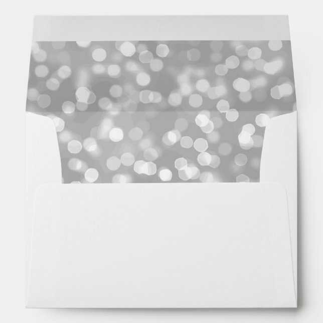 Elegant Luxury | Silver Glitter Bokeh 5X7 Wedding Envelopes (Back (Bottom))