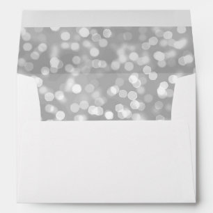 Elegant Luxury Silver Glitter Bokeh 5X7 Wedding Envelopes