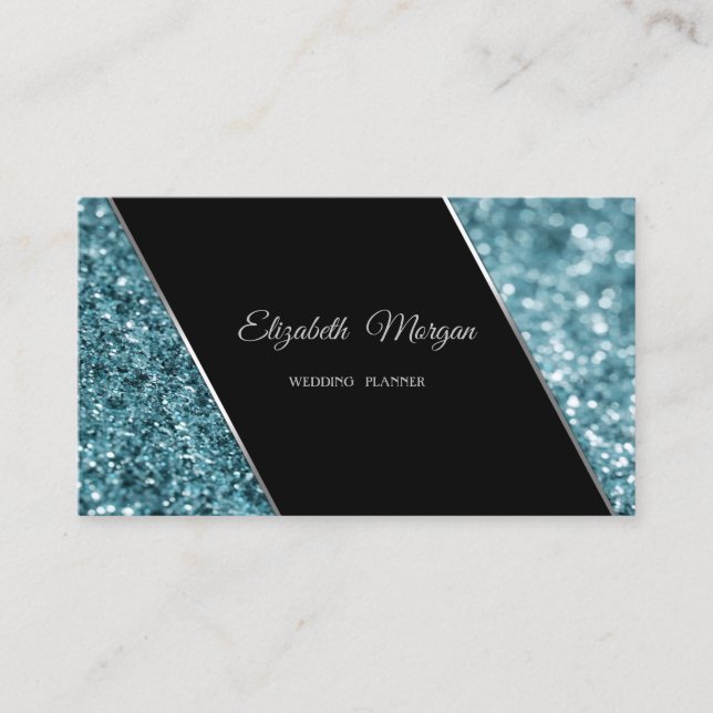 Elegant Luxury Stylish Blue  Glitter Bokeh Business Card (Front)