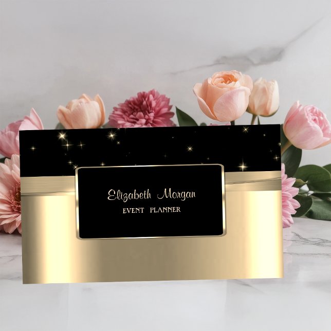 Elegant Luxury Stylish,Faux Gold,Black Frame Business Card (Creator Uploaded)