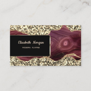 Elegant Luxury Stylish Gold Glitter Burgundy Business Card