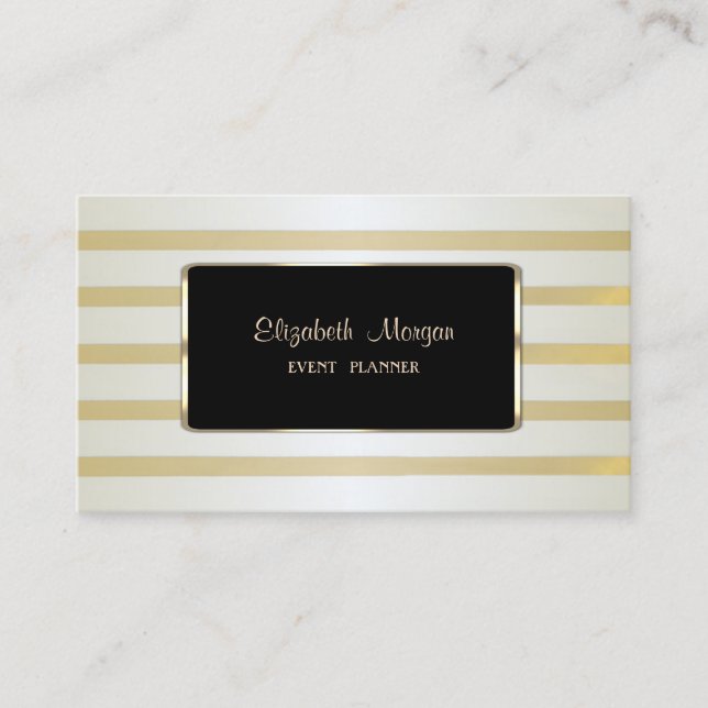 Elegant Luxury Stylish,Gold Stripes Business Card (Front)
