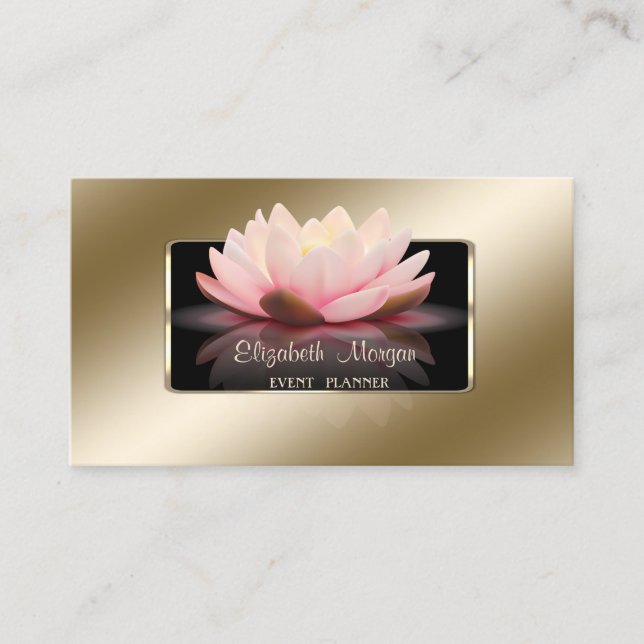 Elegant Luxury Stylish,Modern,Black Frame,Lotus Business Card (Front)
