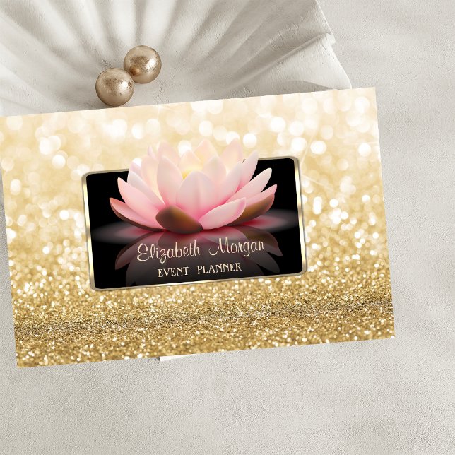 Elegant Luxury Stylish,Modern,Glittery Bokeh Lotus Business Card (Creator Uploaded)