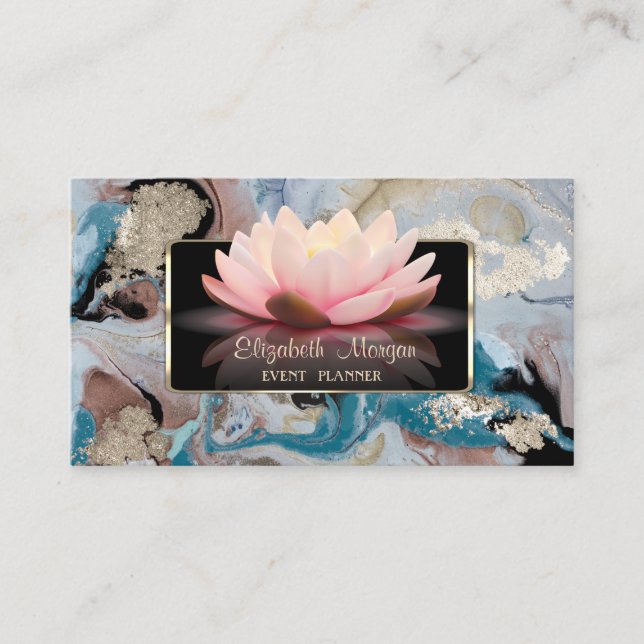 Elegant Luxury Stylish,Modern,Lotus Marble Business Card (Front)