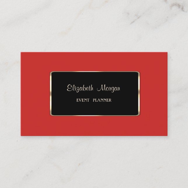 Elegant Luxury Stylish,Red,Black  Frame Business Card (Front)