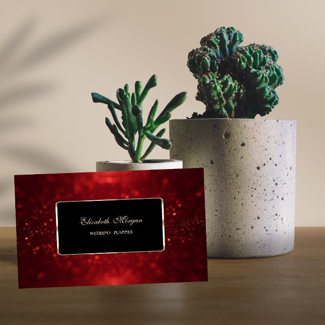 Elegant Luxury Stylish Red Glitter Bokeh Business Card (Creator Uploaded)