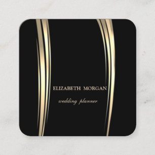 Elegant Luxury Stylish Simple ,Gold,Black Square Business Card