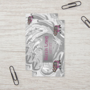 Elegant Luxury Sweet Silver Marble whit Elephant Business Card