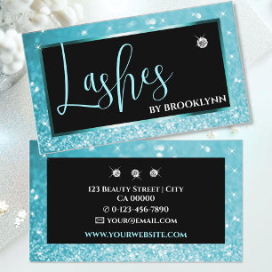 Elegant Luxury Teal Blue Ombre Sparkling Diamond Business Card