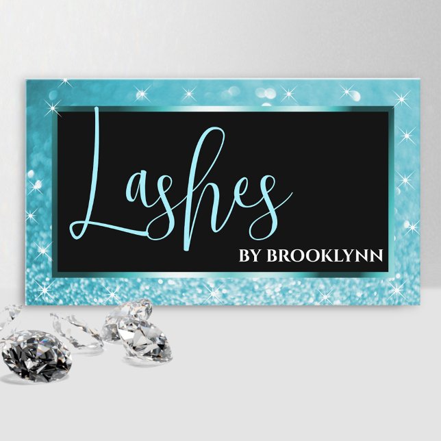 Elegant Luxury Teal Blue Ombre Sparkling Glitter  Business Card (Creator Uploaded)