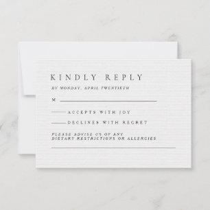 Elegant Luxury Typography Black & White Wedding RSVP Card