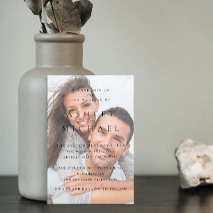 Elegant Luxury Vellum 2 Photo Black White Wedding Invitation
