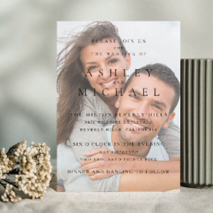 Elegant Luxury Vellum Photo Black & White Wedding Invitation