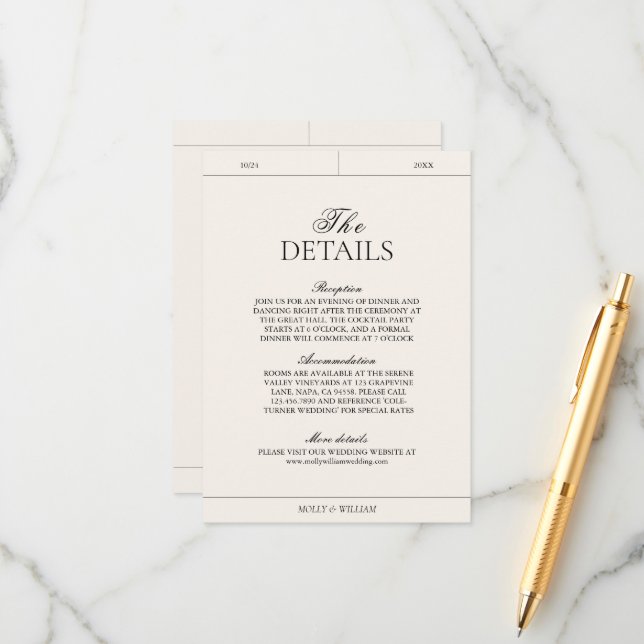 Elegant Luxury Vintage Classic Photo Wedding Enclosure Card (Front/Back In Situ)