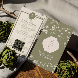 Elegant Luxury Vintage Floral Monogram Crest Business Card