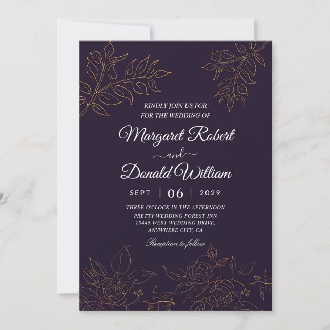 Elegant luxury wedding invitations (Front)