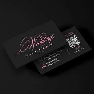 Elegant Luxury Wedding Planner Pink Black Business Card