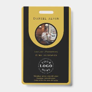 Elegant M Gold Black Work Office Identification ID Badge