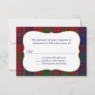 Elegant MacDonald Tartan Plaid RSVP Card