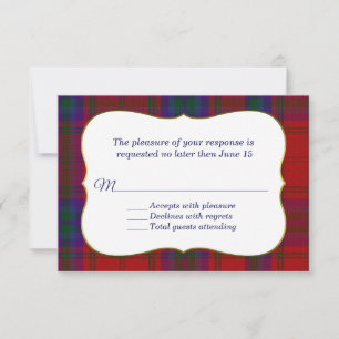 Elegant MacDougall Tartan Plaid RSVP Card