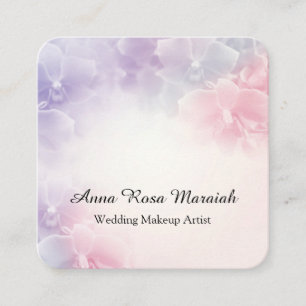 *~* Elegant  . Macro Photo Lavender Pink Flower Square Business Card