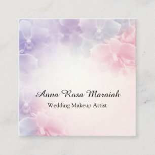 *~* Elegant Macro Photo Pink Lavender Flower Square Business Card
