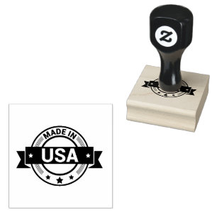 Elegant MADE IN USA Logo Jet Black Country Seal Rubber Stamp