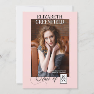 Elegant Magazine Style Pink Photo Announcement