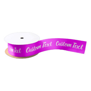 Elegant Magenta and White Script Text Template Satin Ribbon