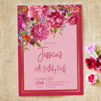 Elegant magenta burgundy peonies birthday